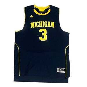 Used Adidas Michigan Wolverines Basketball Jersey #3 Navy Blue Size XXL